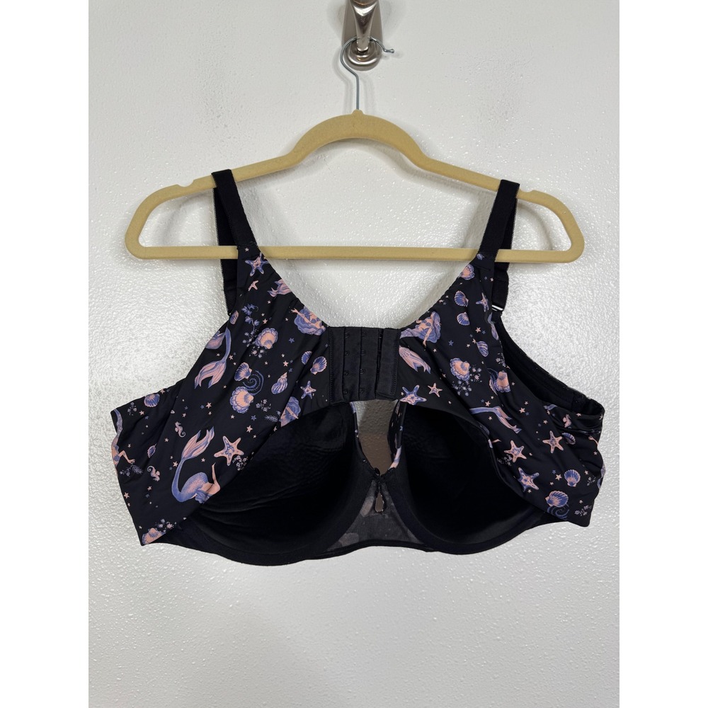 Torrid 360 Back Smoothing Mermaid Print Underwire T-Shirt Bra Black 44D - Picture 2 of 4